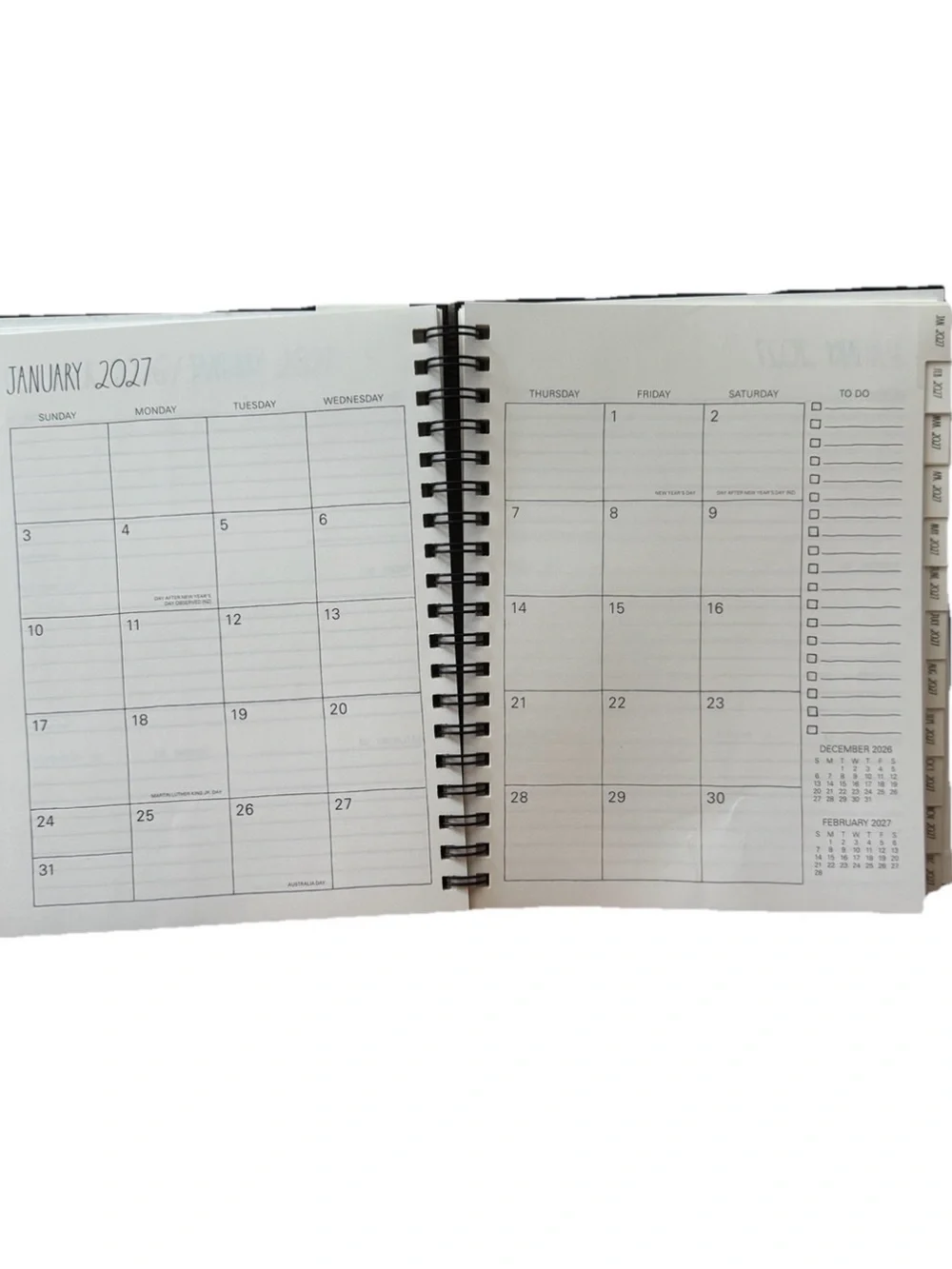 Rae Dunn 2027 PLANNER Hard Cover Flower Spiral 17 months Planner Ivory 10x8”